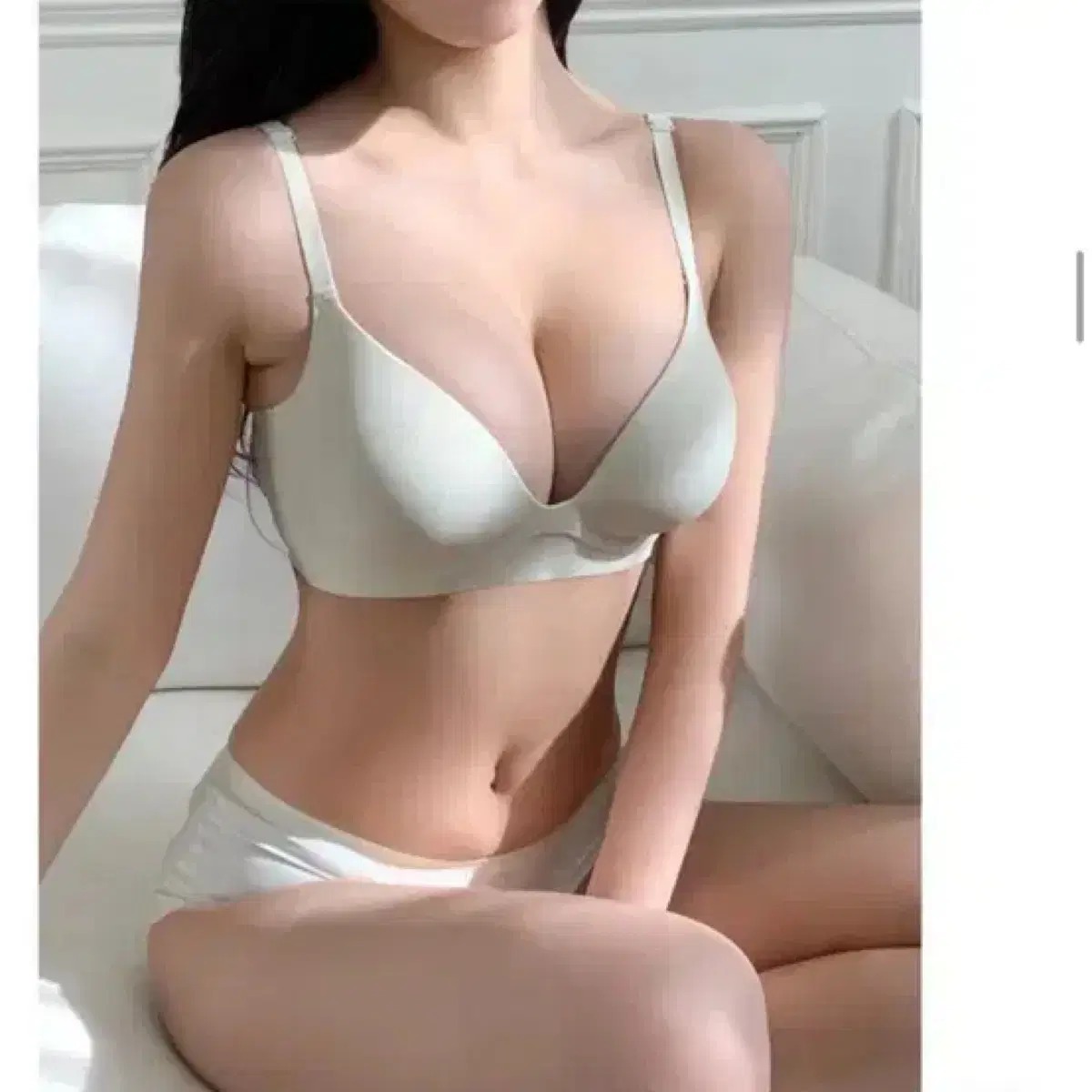 새상품 6cm 왕뽕 85ab 아이보리 브라팬티세트 러블리블랑