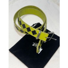 Stussy Argyle Stitch Leather Belt Lime